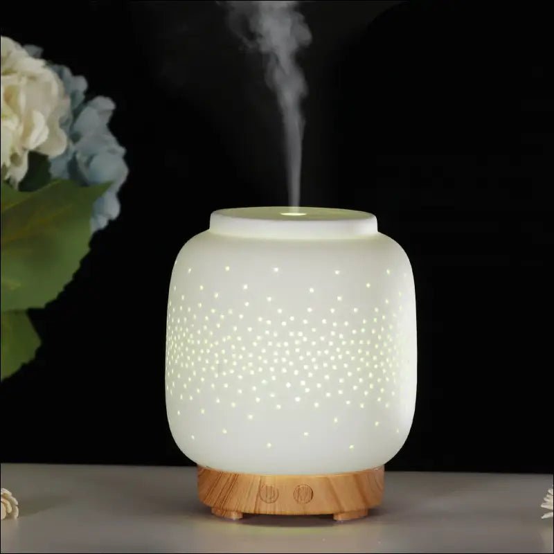 100ml Keramische Aroma Diffuser - Stille Luchtbevochtiger - Light Wood Grain / US Plug - difusser