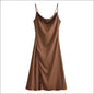 Dames French Silk-Satin Strapless Jurk - Polyester Fiber - Koffie / XS - jurk