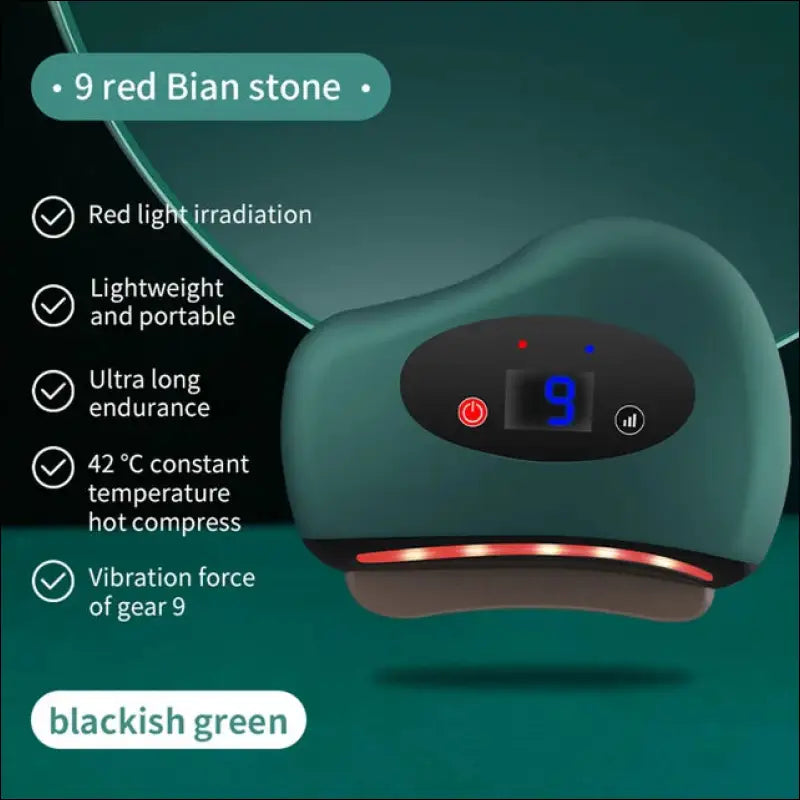 Elektrische Guasha Massager - Hot Compress Oog- en Gezichtsmassage - Groen / 9 red Bian stone - Massage tool