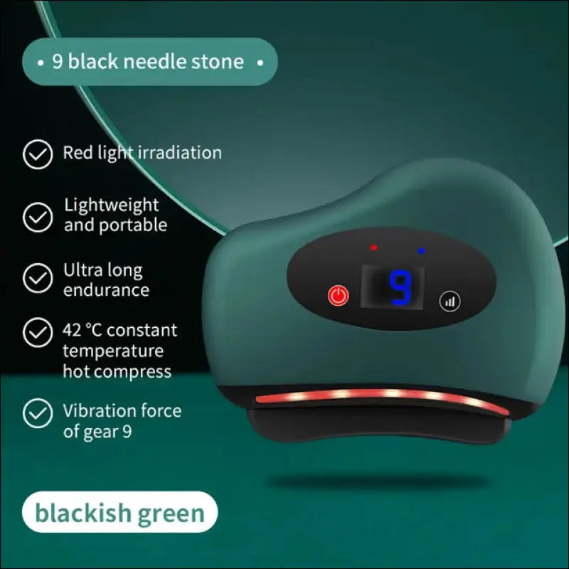 Elektrische Guasha Massager - Hot Compress Oog- en Gezichtsmassage - Groen / 9 Gear Black Stone - Massage tool