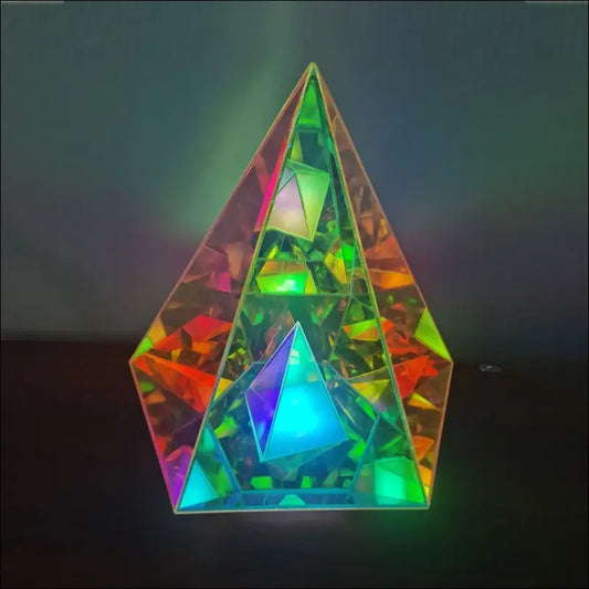 Eprolo Kleurrijke Piramide Tafellamp - Modern Acryl Lampenkap - 12cm colorful pyramid / USB plug-in three-tone lightin