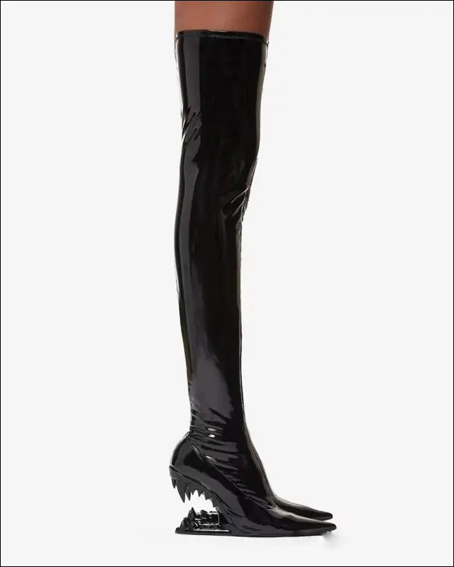 Eprolo Knee High Laklaarzen - Speciale Hak Europees en Amerikaans - Black / 35