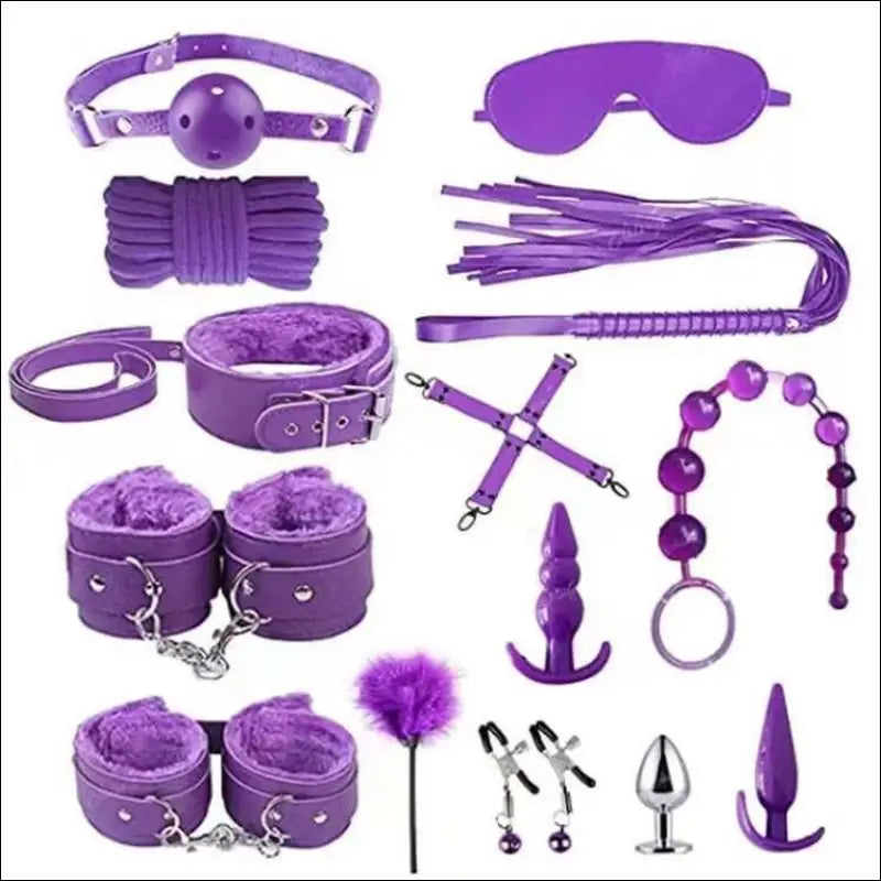 Eprolo Leather Goods Plush 14-Piece Set - Erotische Adult Bondage Achter Anaal Plug - Bondage set