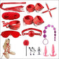 Eprolo Leather Goods Plush 14-Piece Set - Erotische Adult Bondage Achter Anaal Plug - Rood - Bondage set