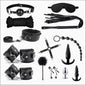 Eprolo Leather Goods Plush 14-Piece Set - Erotische Adult Bondage Achter Anaal Plug - Zwart - Bondage set