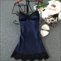 Eprolo Lingerie - Sexy Zijde Look Nachtkleding in Polyester - lace navy blauw / M - Lingerie