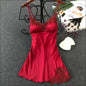 Eprolo Lingerie - Sexy Zijde Look Nachtkleding in Polyester - wijn rood floral / M - Lingerie