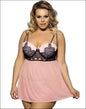 Eprolo Plus Size Sexy Set Romantische Slaap jurk - Babydoll - Pink / M