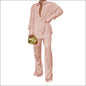 Eprolo Satin Dames Matching Set - Elegant Lang Shirt - champagne / S