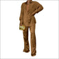 Eprolo Satin Dames Matching Set - Elegant Lang Shirt - coffee / S