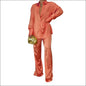 Eprolo Satin Dames Matching Set - Elegant Lang Shirt - Light Orange / S