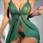 eprolo Set Kanten Jurk & Slip - Sexy Look met Kant - blackish green / S