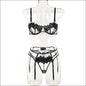 Eprolo Sexy Hollow Lingerie Set - 3-delige Set - S / Black