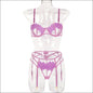 Eprolo Sexy Hollow Lingerie Set - 3-delige Set - S / Purple