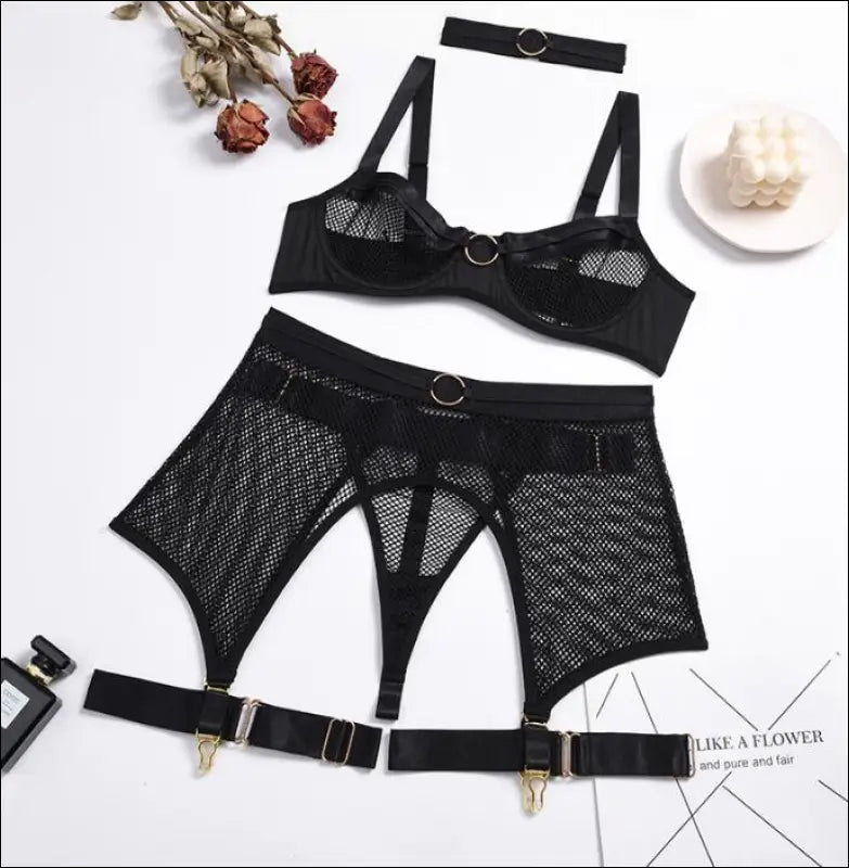 Eprolo Sexy Lingerie Set van 4 stuks - Net Gaas Polyester