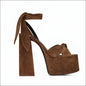 Eprolo Stripper Heels - Hoge Hak Party High Heels - Microfiber Leather - brown 2 / 41