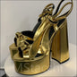 Eprolo Stripper Heels - Hoge Hak Party High Heels - Microfiber Leather - gold / 43