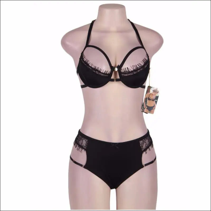 Eprolo Vrouwen Plus Size Sexy Bra Set - Zwarte Kant Lingerie