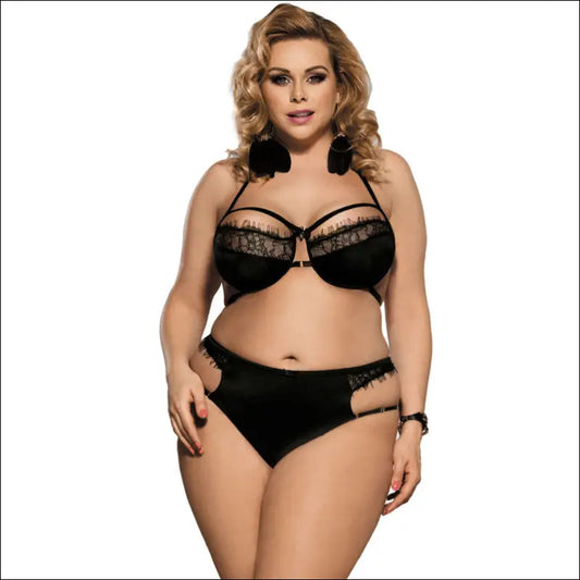 Eprolo Vrouwen Plus Size Sexy Bra Set - Zwarte Kant Lingerie