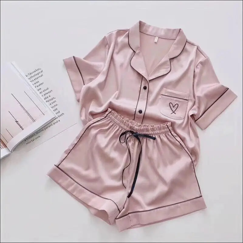 Eprolo Zijden Pyjama voor Vrouwen - Geborduurde Pyjamaset - Pink / M / China