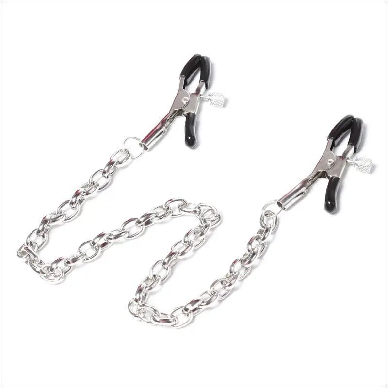 Erotische Borstklemmen met Leren Ketting - Flirt Speeltje - Thickened Chain Zilver - bdsm