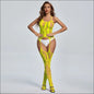 Flexibele Kanten Bodysuit - Cheongsam Stijl Zeer Rekbaar - Fluorescent Yellow / (OPP plastic bag)