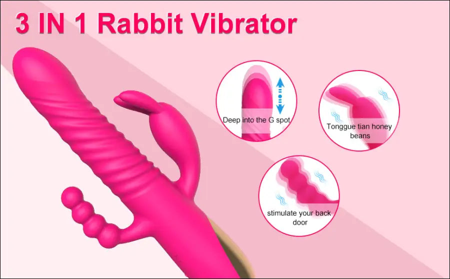 Fun Mates Rabbit Vibrator - 3-in-1 Dildo G-Spot Clitoral Stimulator