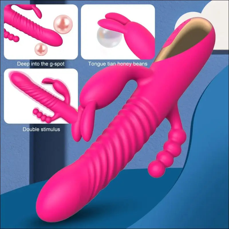 Fun Mates Rabbit Vibrator - 3-in-1 Dildo G-Spot Clitoral Stimulator