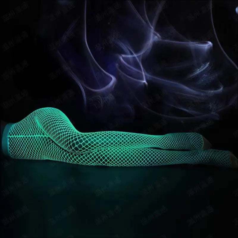 Glow In The Dark Pantyhouse Sexy Lingerie - Hollow Mesh & Fishnet