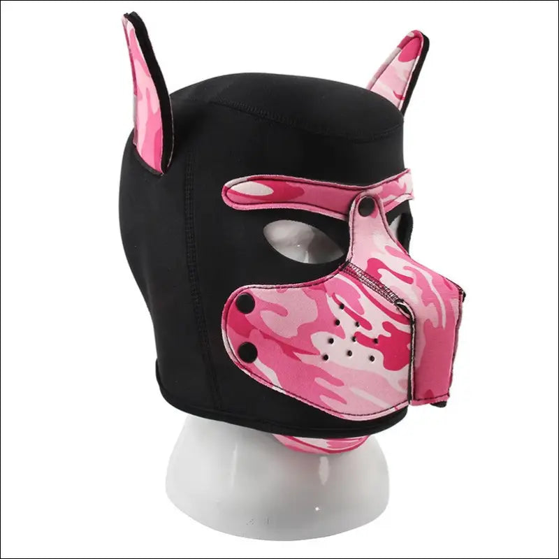 Grappige Hondenhoofdmasker - Volwassen Rolspel Speelgoed - Camo Pink