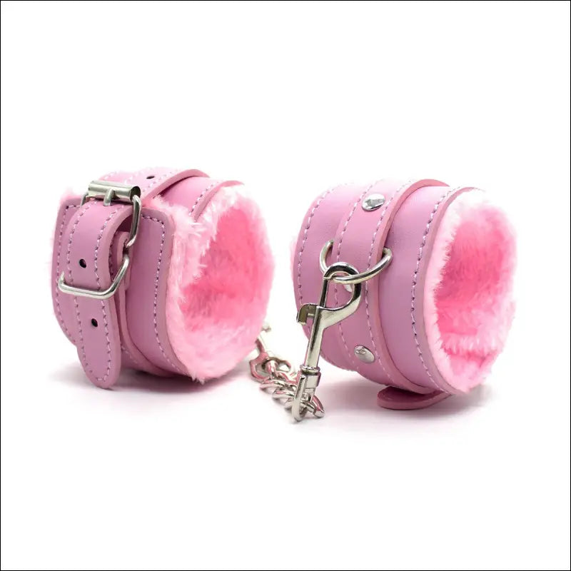 Grappige Volwassen Artikelen Pluche Zwarte Handboeien Rood Roze - Pink ankle cuffs