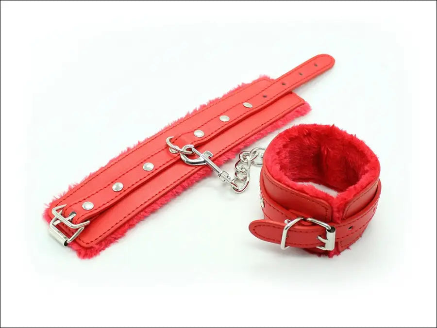 Grappige Volwassen Artikelen Pluche Zwarte Handboeien Rood Roze - Red handcuffs