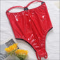 Imitatie Lederen Body - Mooie Open Rug Motor Kleding - Rood / S - lingerie set