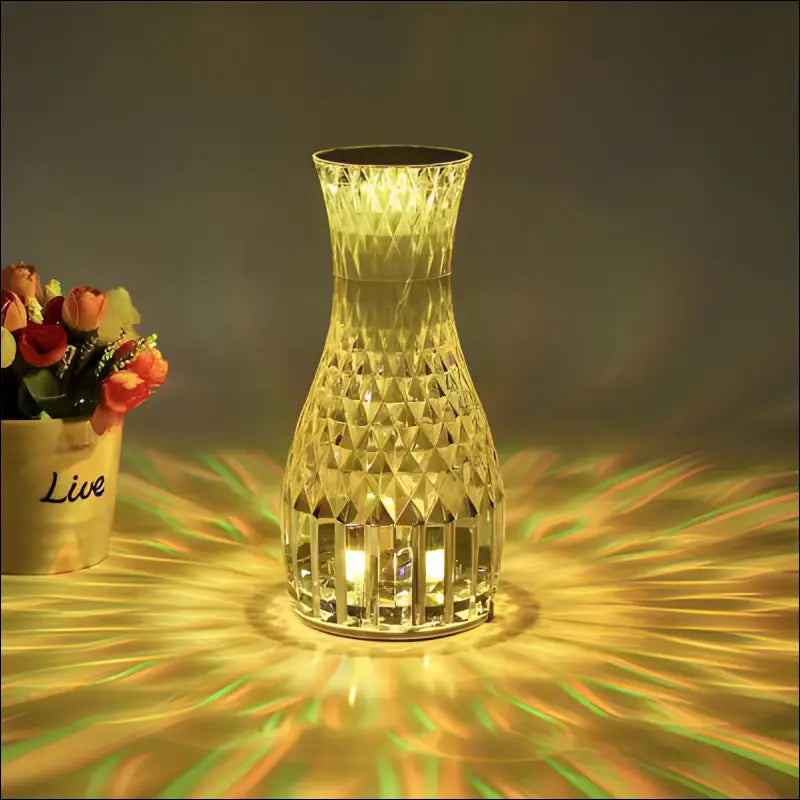 LED Crystal Vase Lamp - Romantic Bedside Light USB Charging