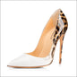 Leopard Print High Heels - White Gradient Pattern Slim Heel - white / 34