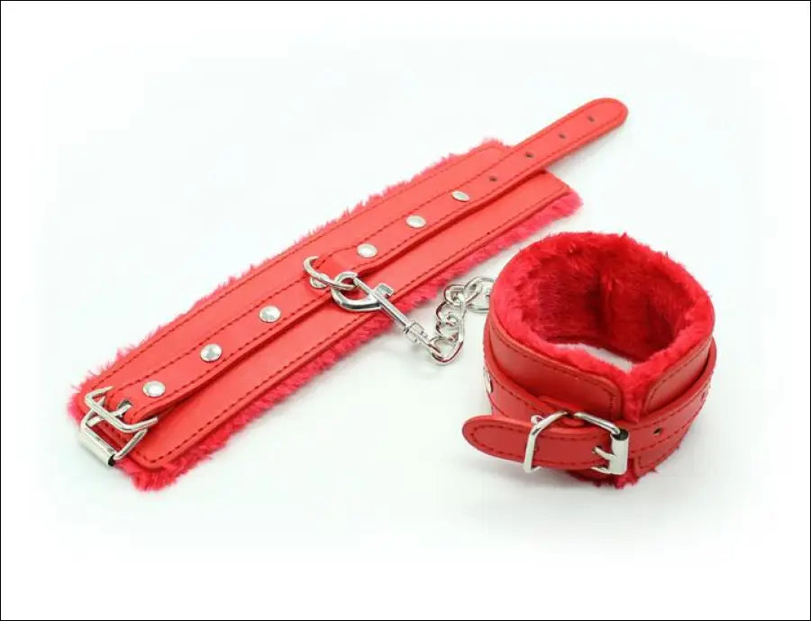 Leren Handboeien - Pluche + PU-leer Verstelbaar - Rood - handboeien sm BDSM