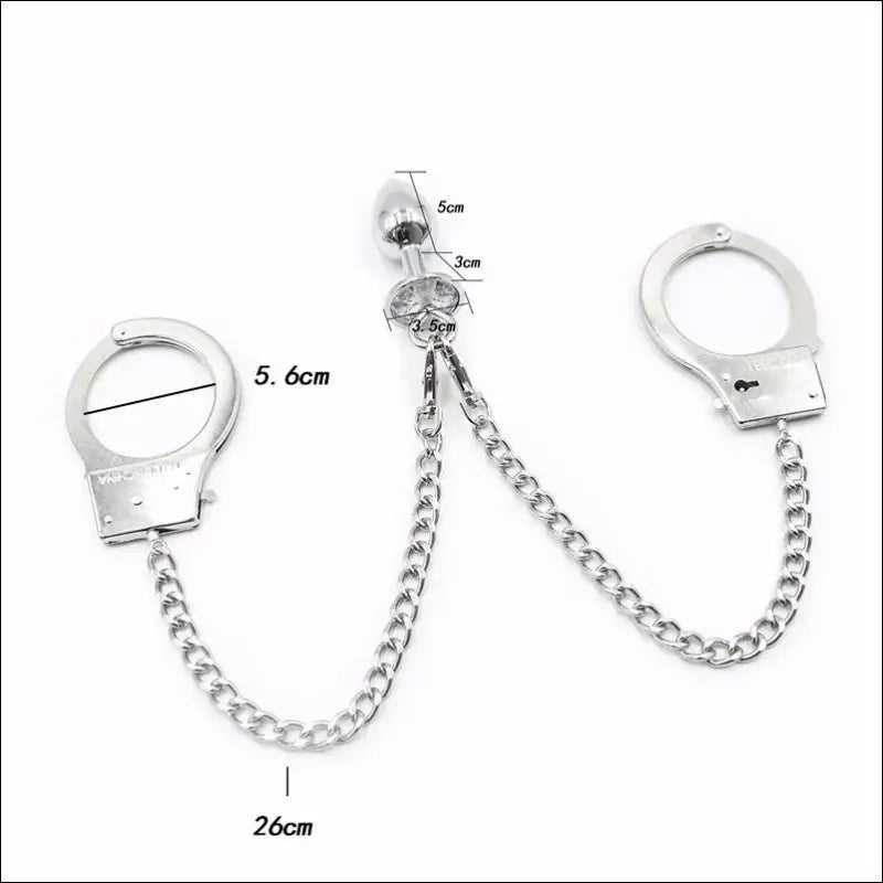 Metalen Bondage Handboeien Met Anale Plug - Eprolo Zilver