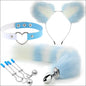 Pluche Beginnerset SM 4 PCS - Buttplug Tepelklemmen Halsband - Blue&White A