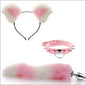 Pluche Beginnerset SM 4 PCS - Buttplug Tepelklemmen Halsband - Pink White