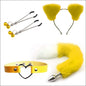 Pluche Beginnerset SM 4 PCS - Buttplug Tepelklemmen Halsband - Yellow White