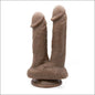 Realistische Dubbele Dildo 15 cm - PVC Materiaal 21.5 cm - Bruin - dildo