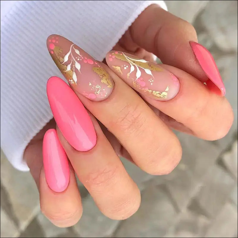 Roze Dot Ink Gouden Folie Stickers - Manicure Nagels