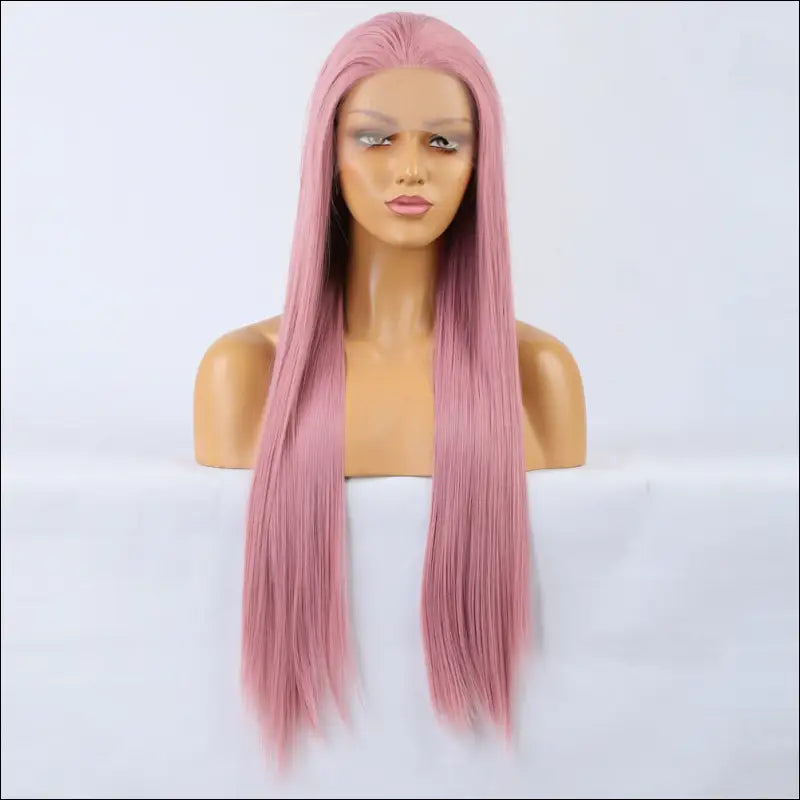 Roze Ombre Synthetische Lace Wig - Lange Rechte Partij - Eprolo