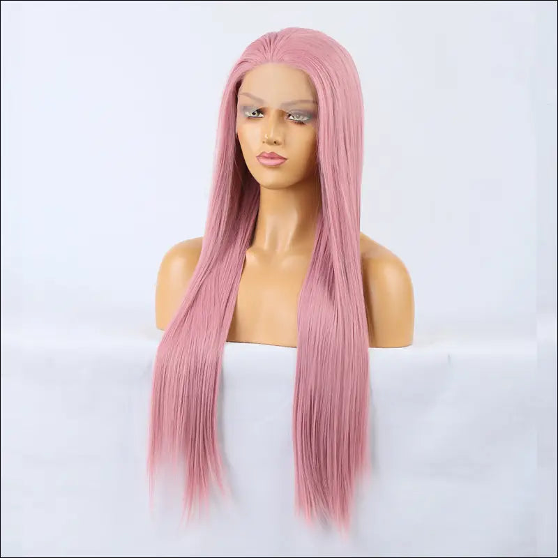 Roze Ombre Synthetische Lace Wig - Lange Rechte Partij - Eprolo