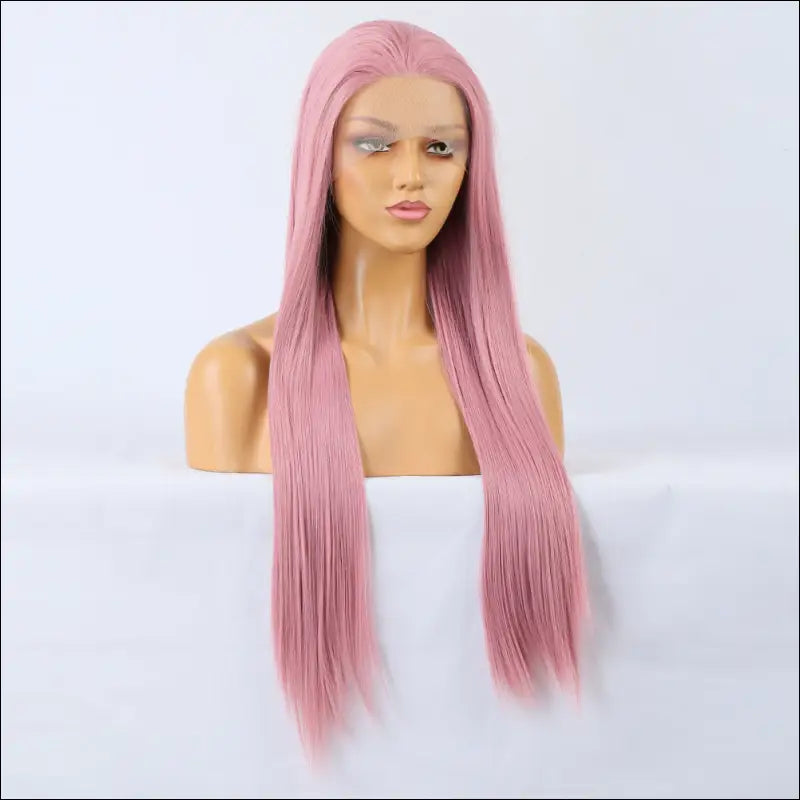 Roze Ombre Synthetische Lace Wig - Lange Rechte Partij - Eprolo