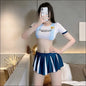 Sexy Cosplay Uniform - School Voetbal Meisje Korte Rok - White blue [shirt + skirt + panty] / One Size - cos play