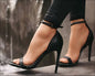 Sexy Dames Open Naaldhak Met Metalen Knoppen - Eprolo Pumps 11.5cm Hakhoogte - Black / 4.5