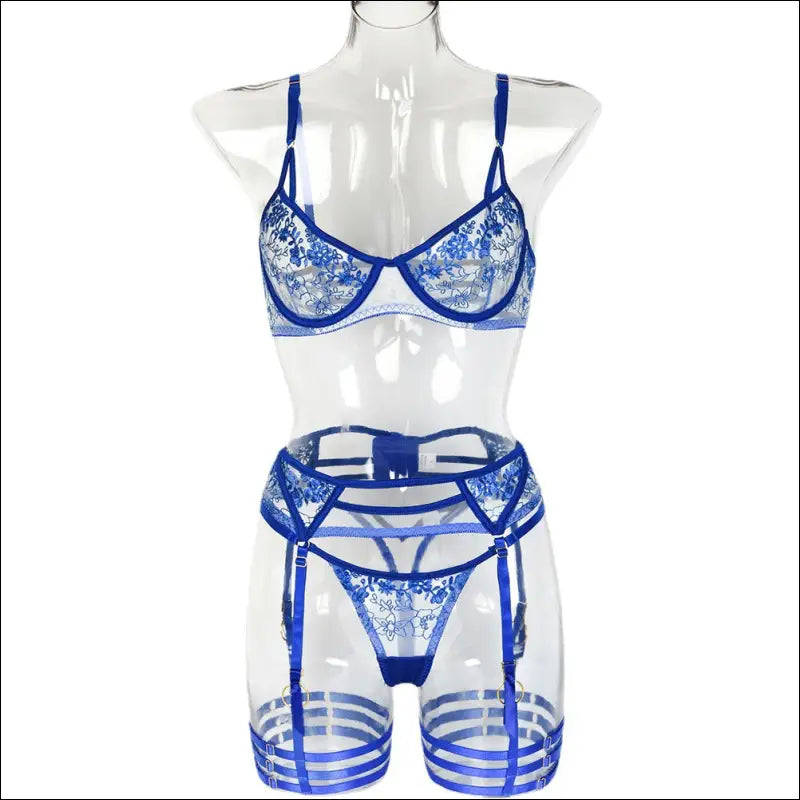 Sexy Lingerie Set - Vrouwen Blauw Geborduurd - Eprolo