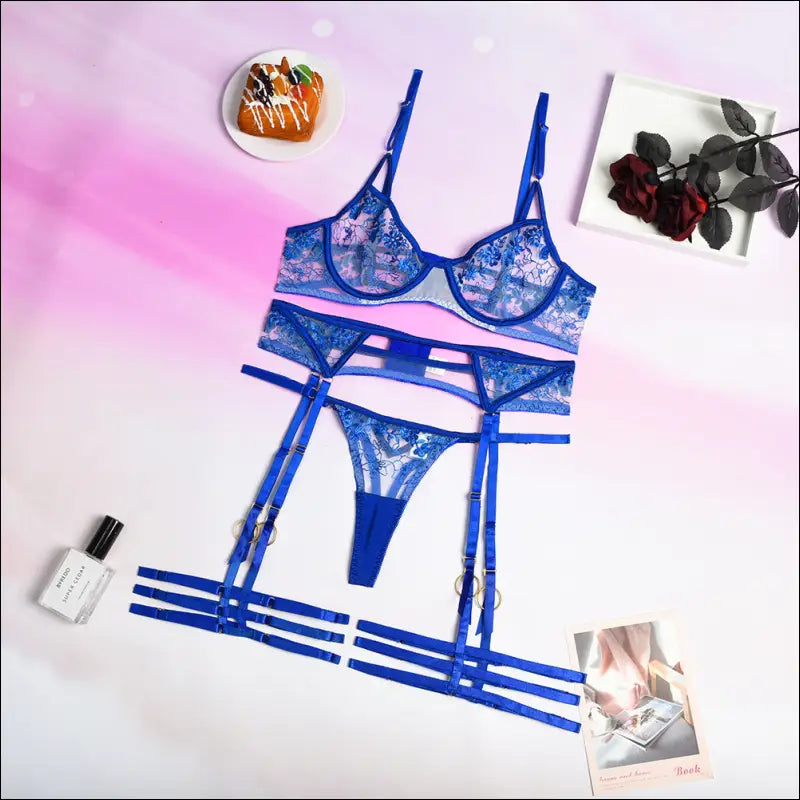 Sexy Lingerie Set - Vrouwen Blauw Geborduurd - Eprolo - Blue / S