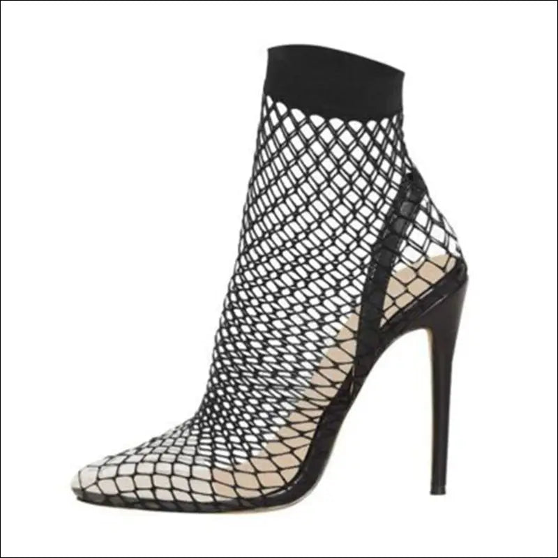 Sexy Pointed Toe Heels Summer Sandals - Eprolo Fishnet Mesh High Heel